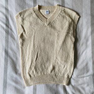 ZARA Men's Knitted Cream Colored Cotton Vest (Size: S-M)